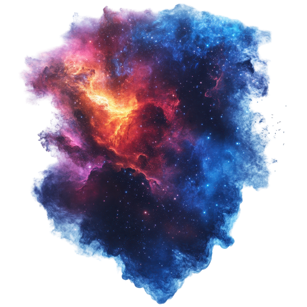 Cosmic nebulae with fragmented digital borders. png