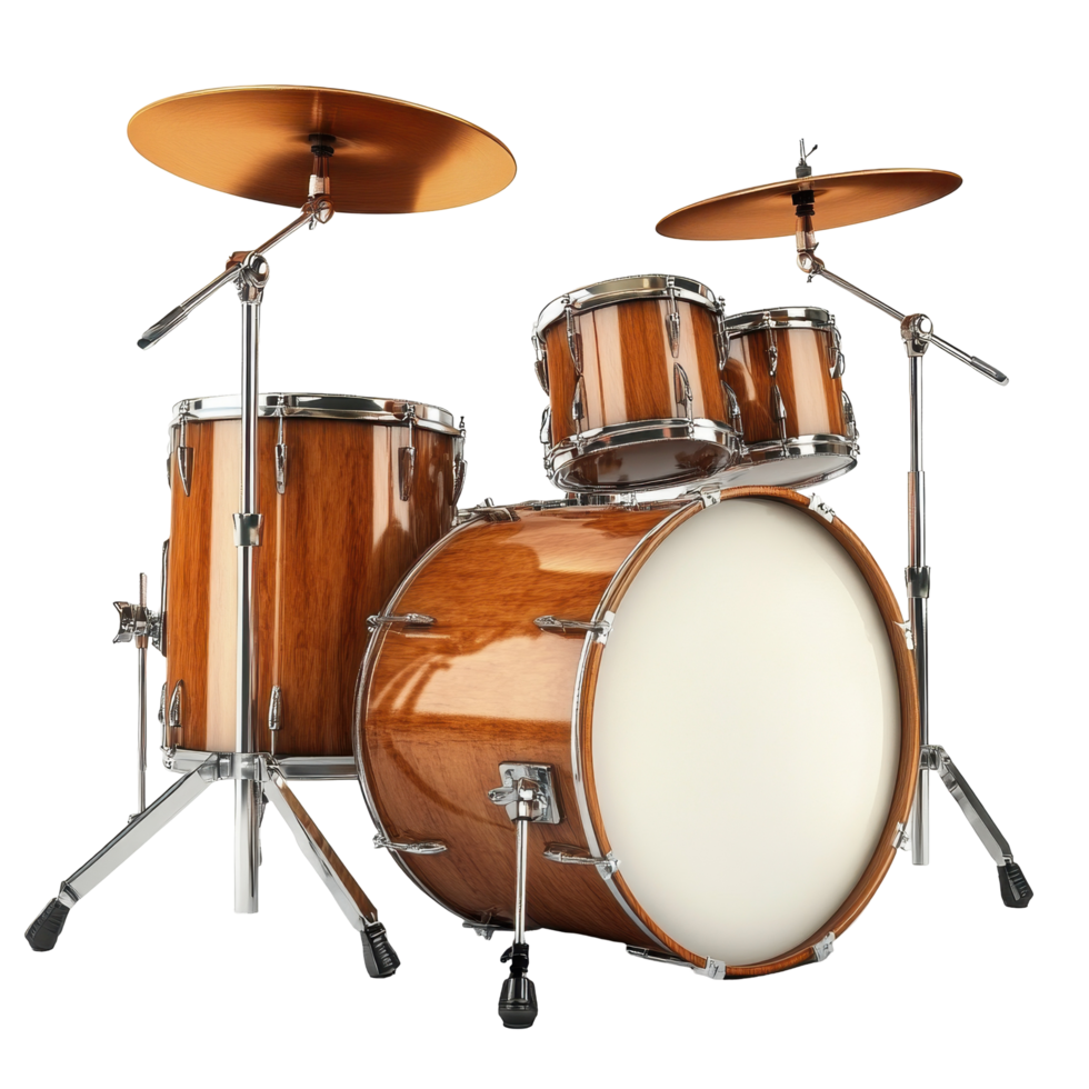 Full drum kit arrangement in a studio setting. png