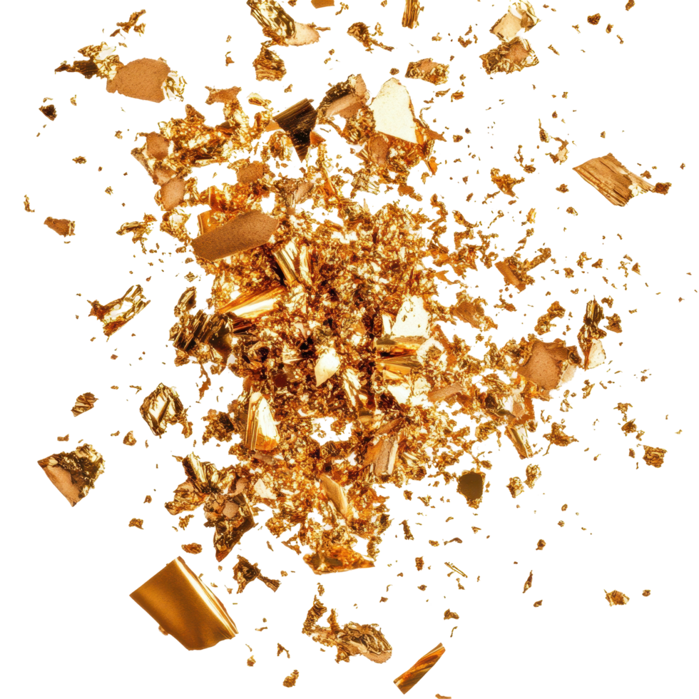Golden fragments explode in a dynamic burst. png
