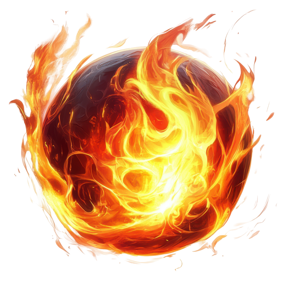 Fiery orb of intense heat, radiating scorching flames. png