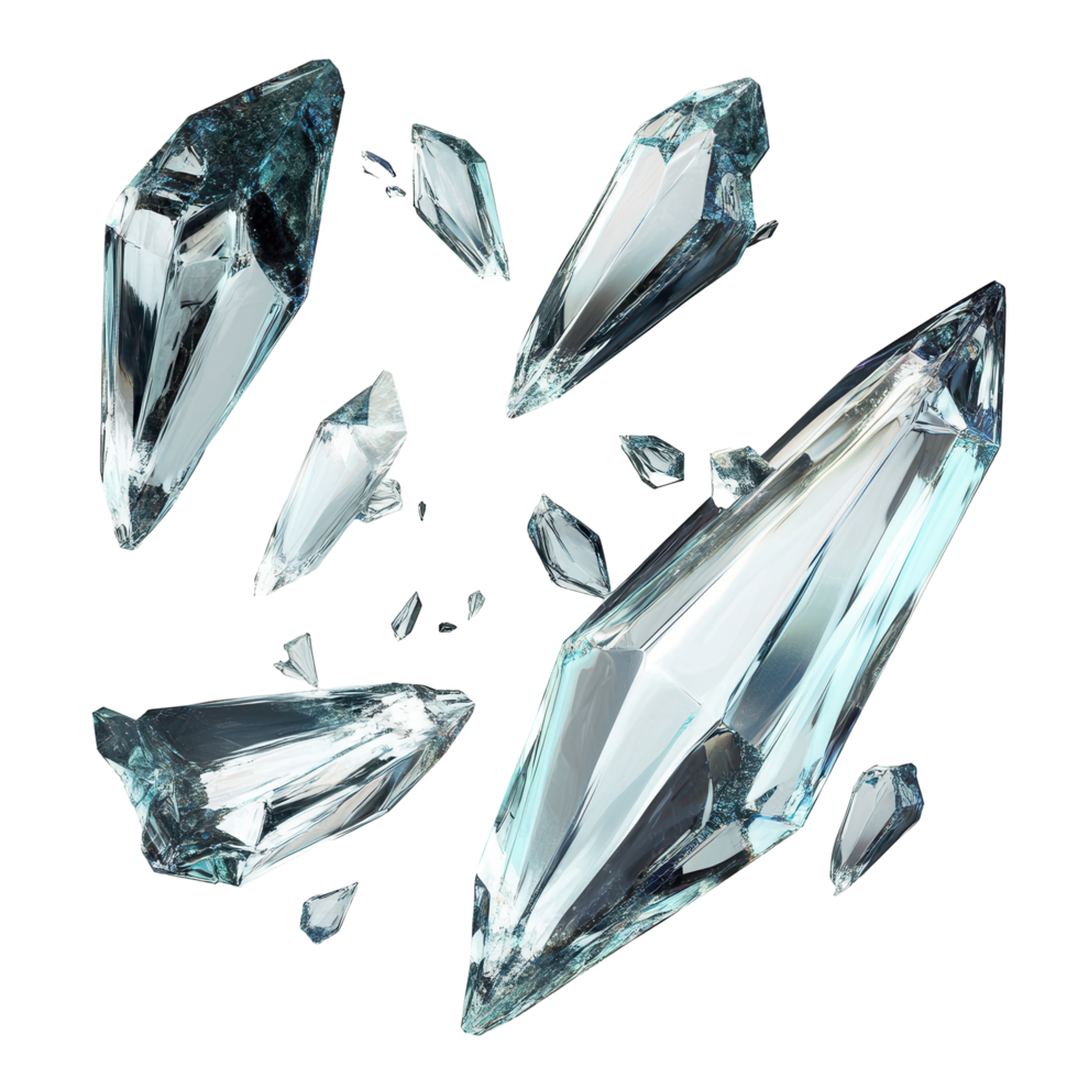 Shattered crystalline fragments in a graphic design composition. png