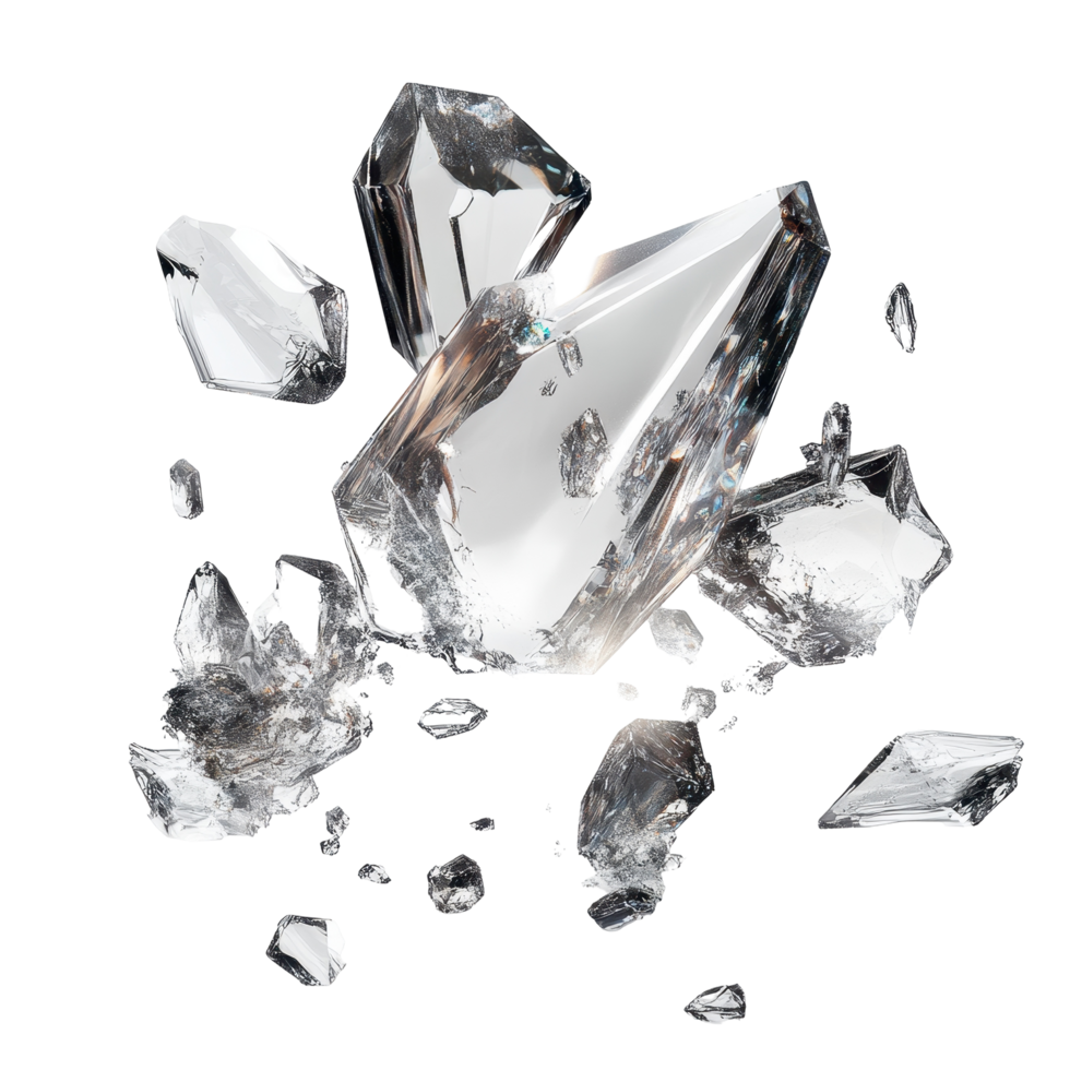 Shattered ice crystals radiate outward from a central point. png