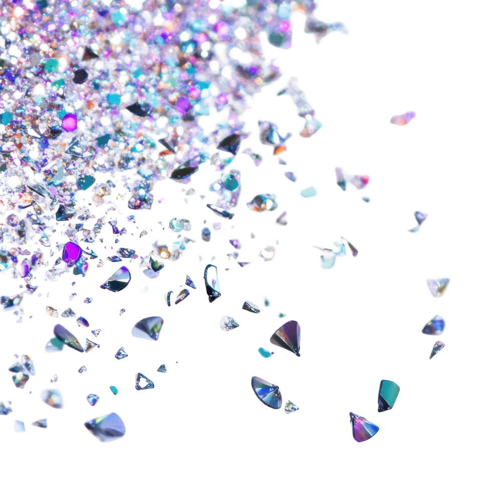 Abstract digital art composition featuring vibrant geometric shapes and sparkling elements. png