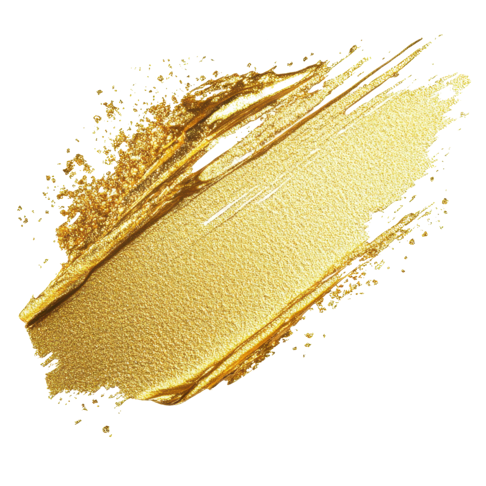 Gold paint stroke with glittery, vibrant color accents. png