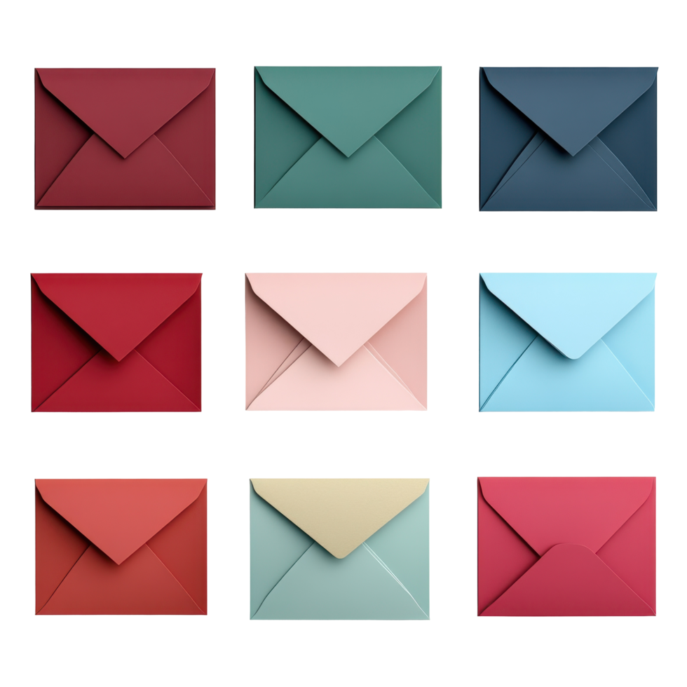 Various shades of envelopes in a grid pattern. png
