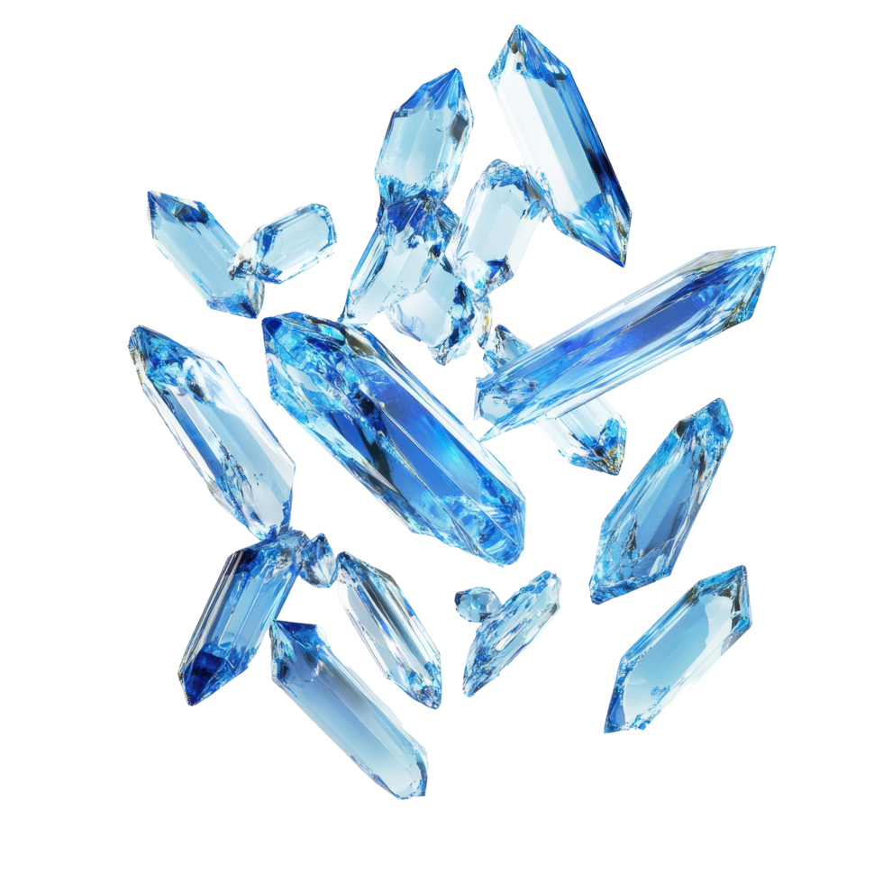 Abstract crystalline structures arranged in a vibrant, geometric pattern. png