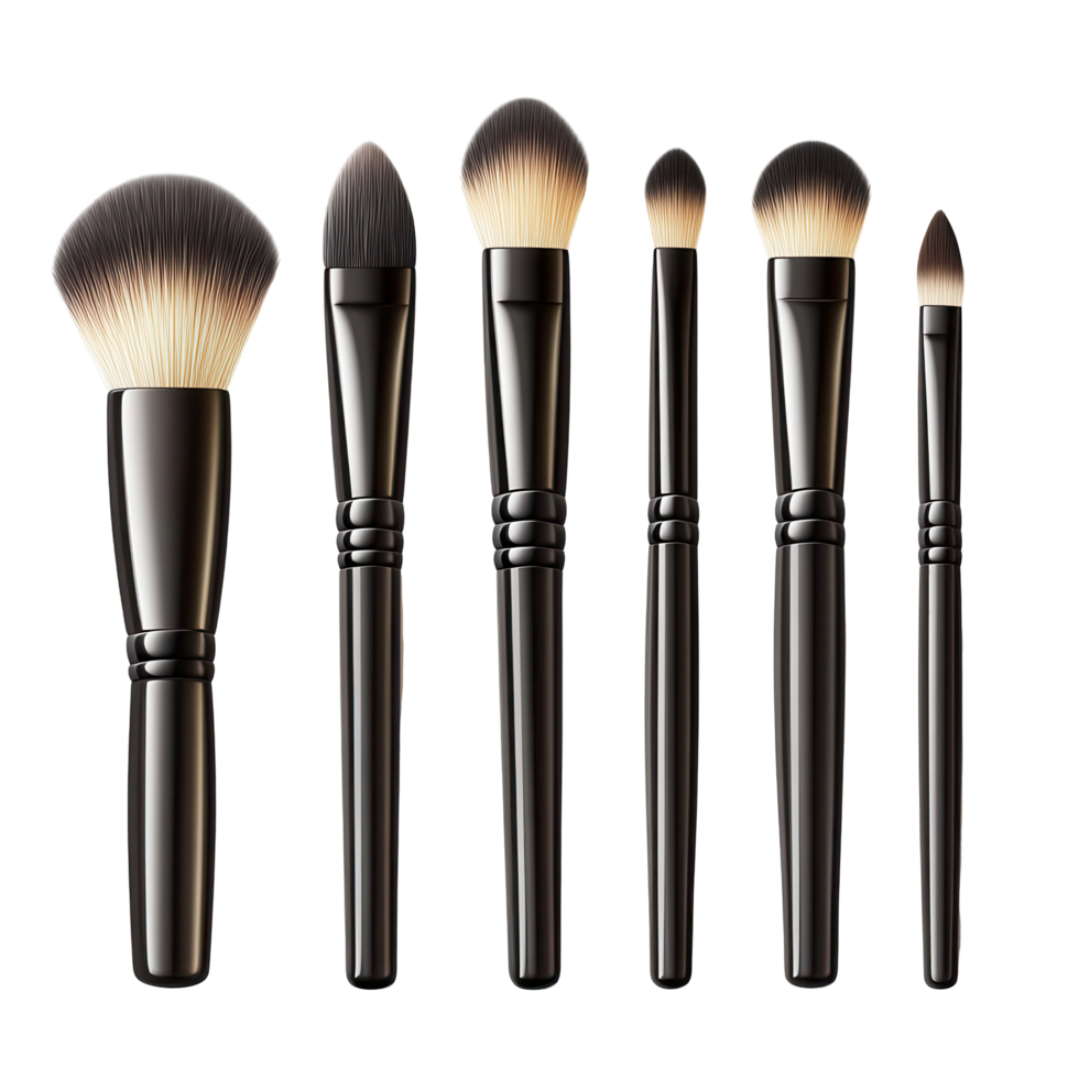 Set of black makeup brushes for versatile application. png