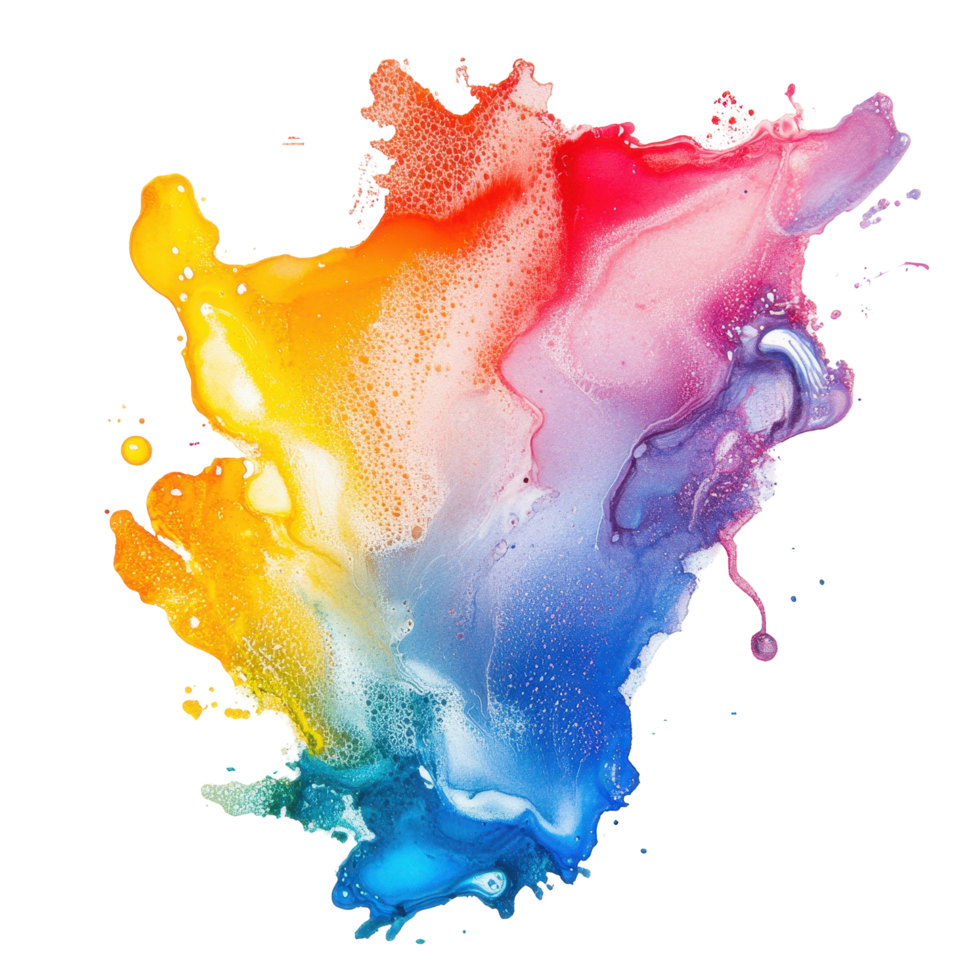 Vibrant, abstract painting with dynamic color swirls. png