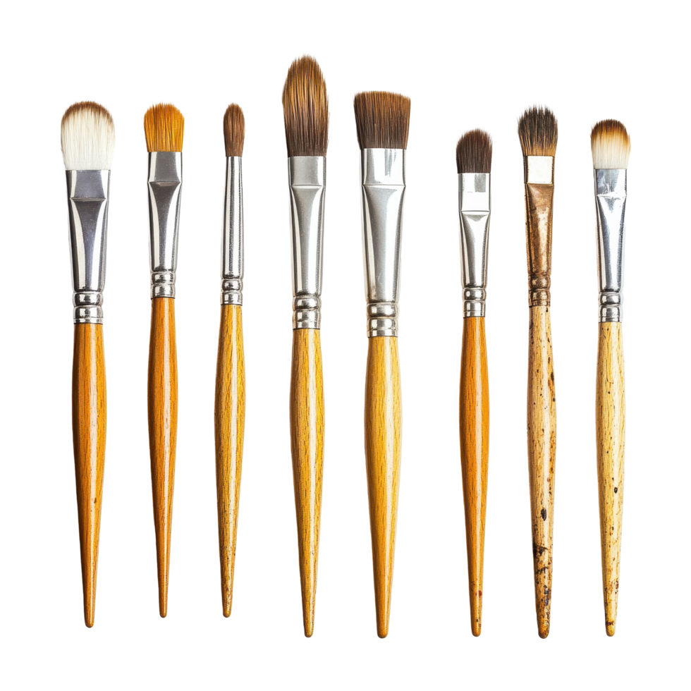 Variety of paintbrushes in various sizes and textures. png