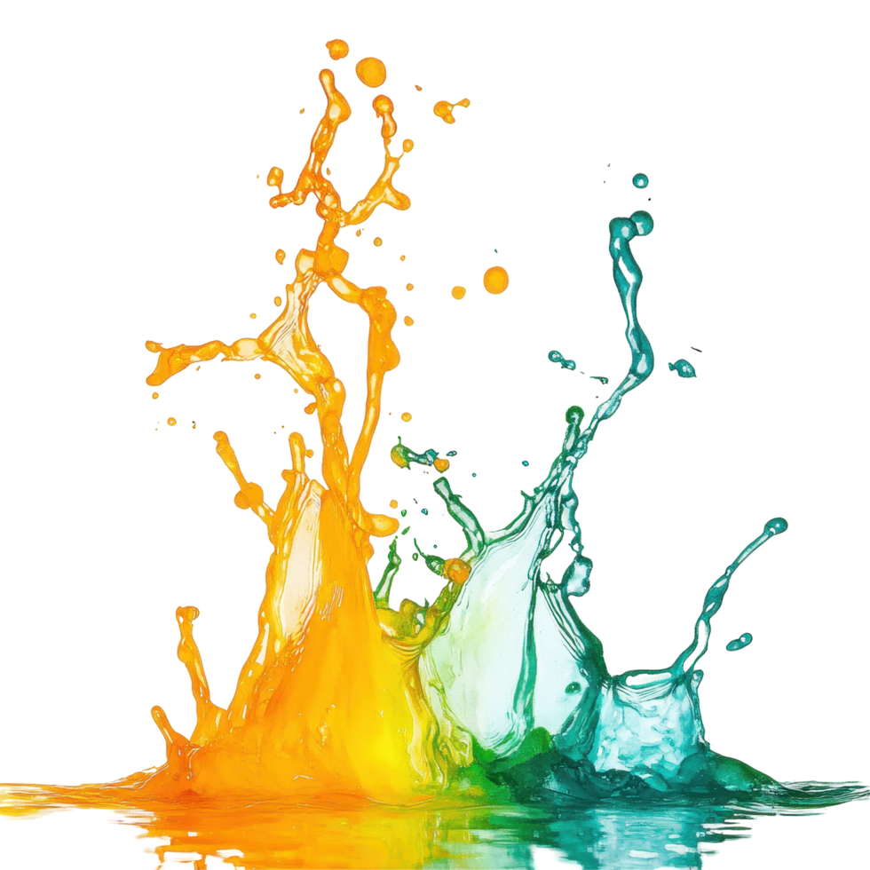 Vibrant splashes of color clashing in a dynamic abstract design. png