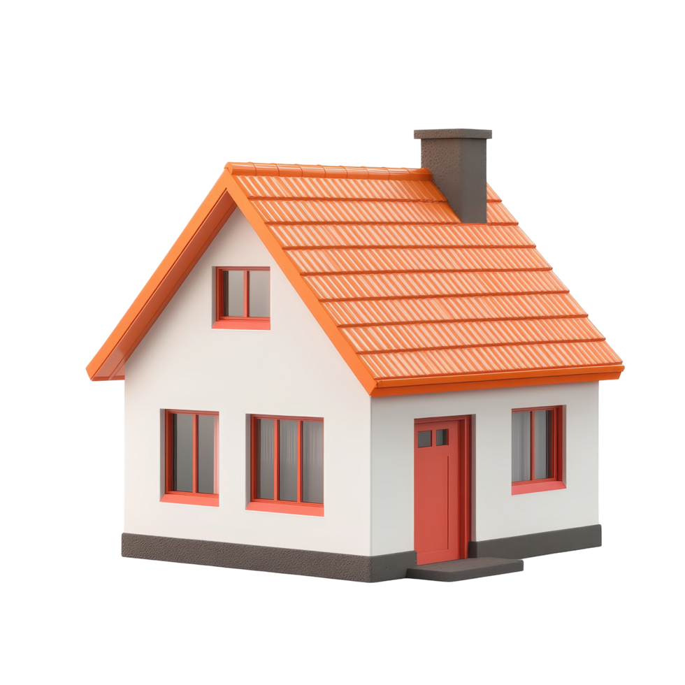 3D model of a two-story residential house. png