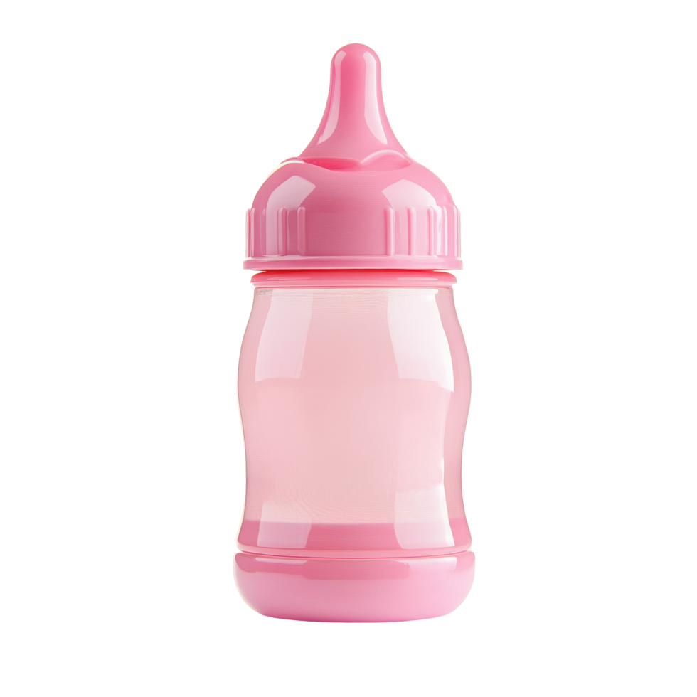 Pink baby bottle for infant feeding. png