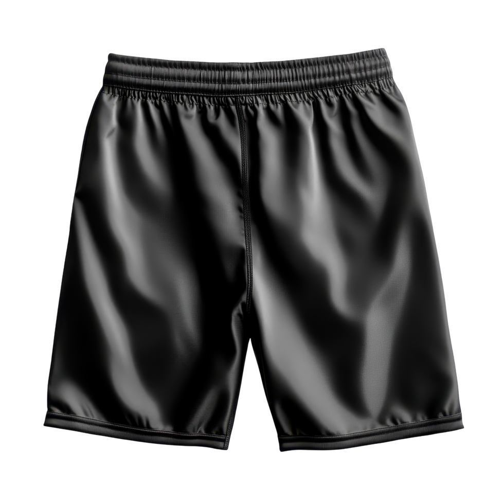 Back view of a pair of black athletic shorts. png