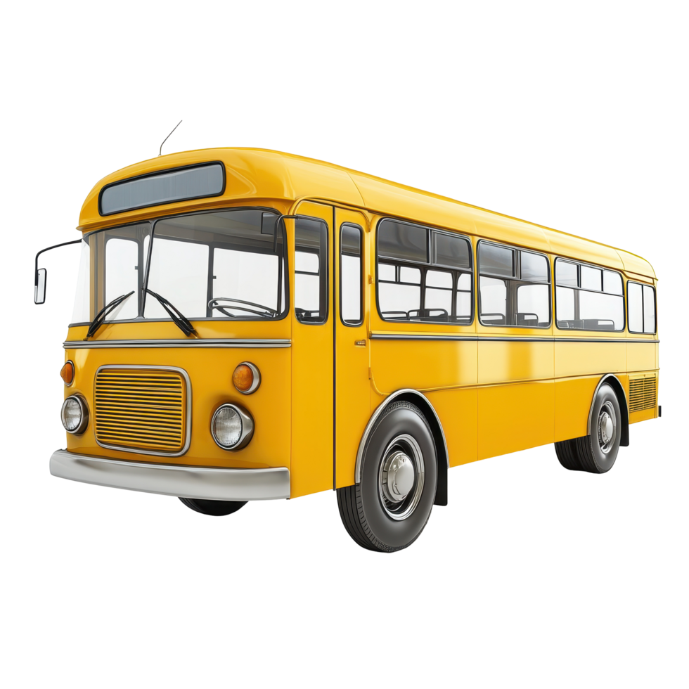 Vintage yellow school bus in classic design. png