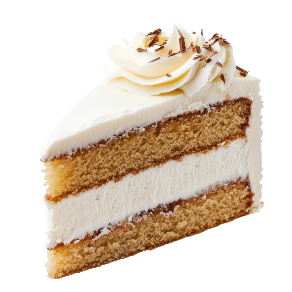 Creamy vanilla cake slice with chocolate sprinkles. png