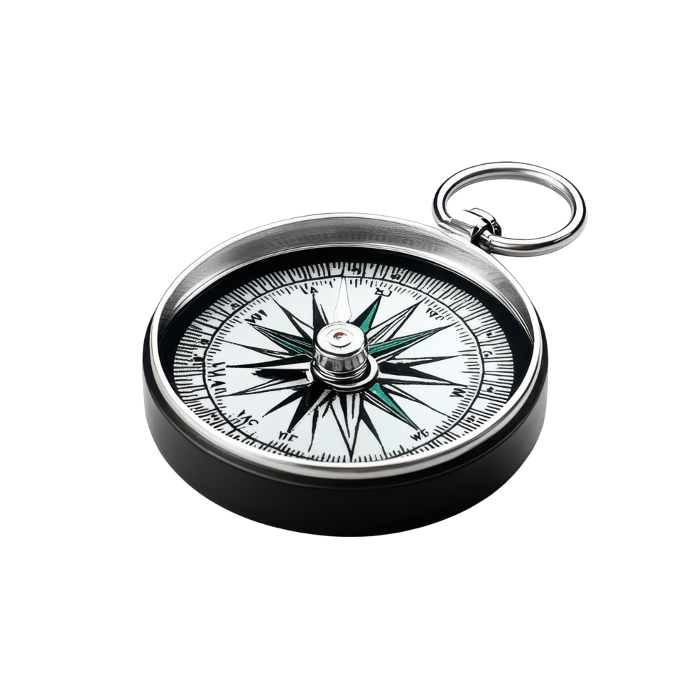 Compact, metallic compass with a navigational function. png
