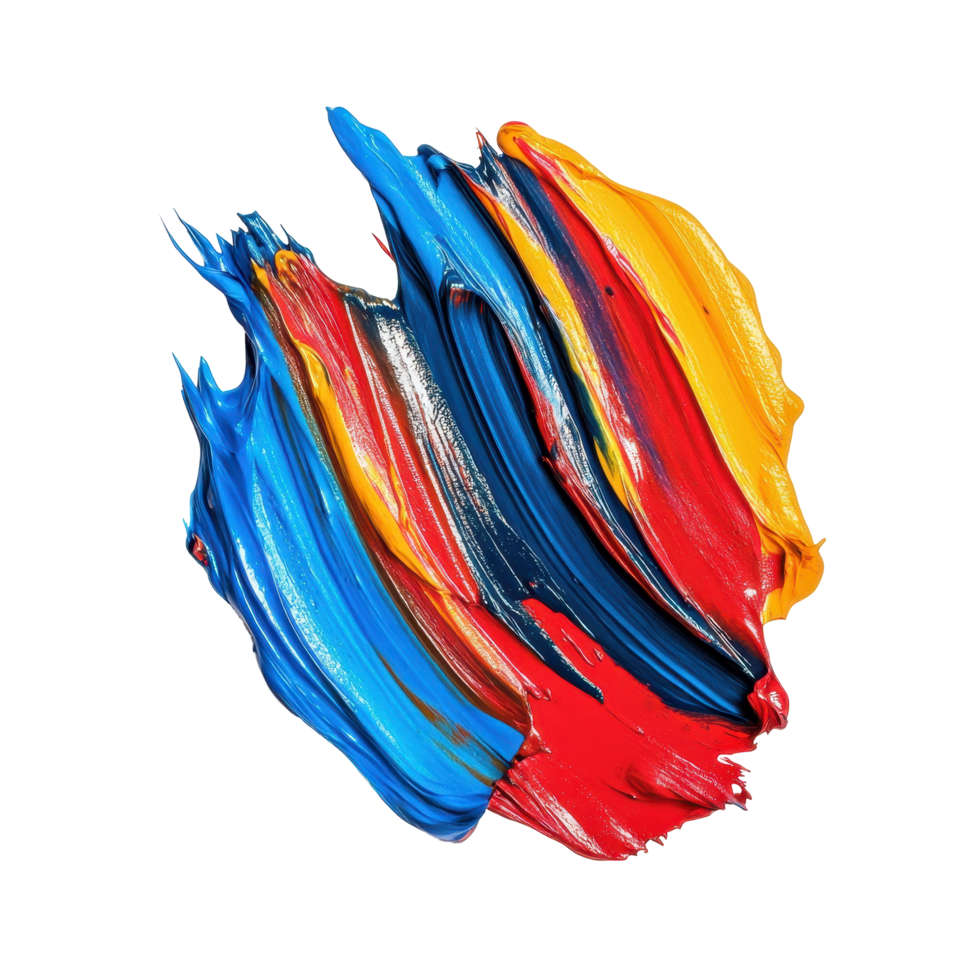 Vibrant abstract paint strokes create a dynamic artistic composition. png
