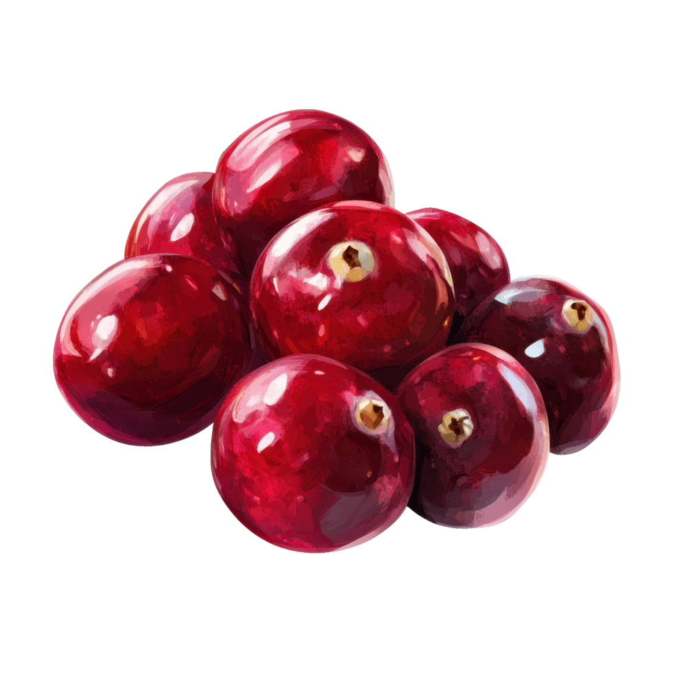 A cluster of vibrant, glossy cranberries. png