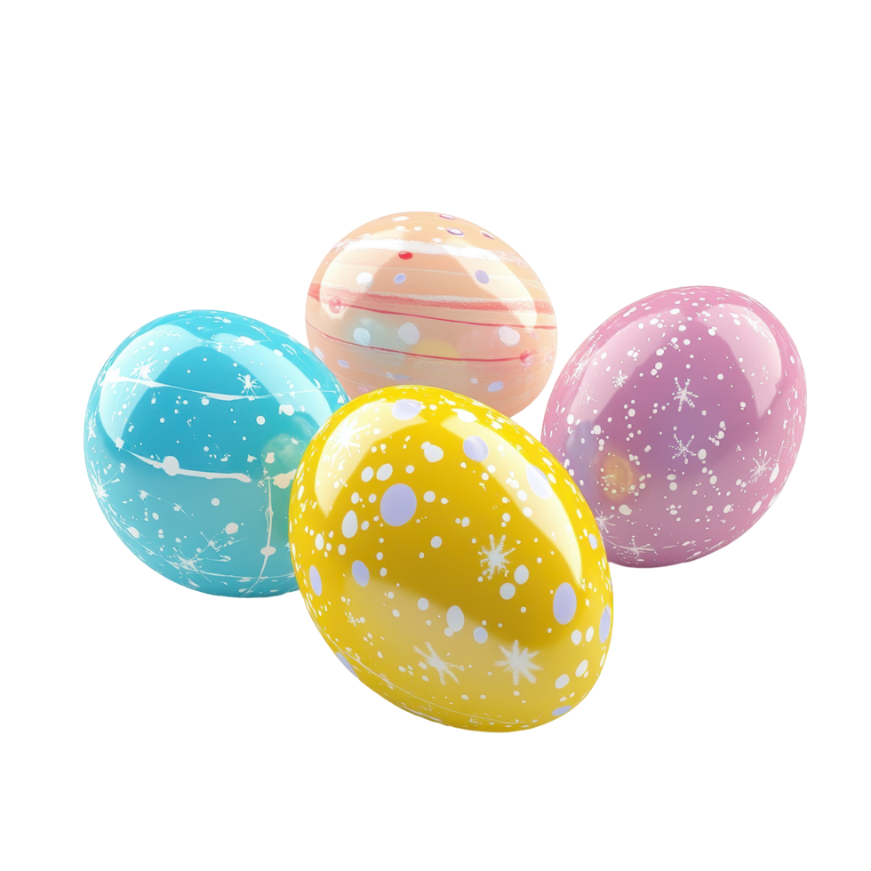 Colorful easter eggs clustered together. png