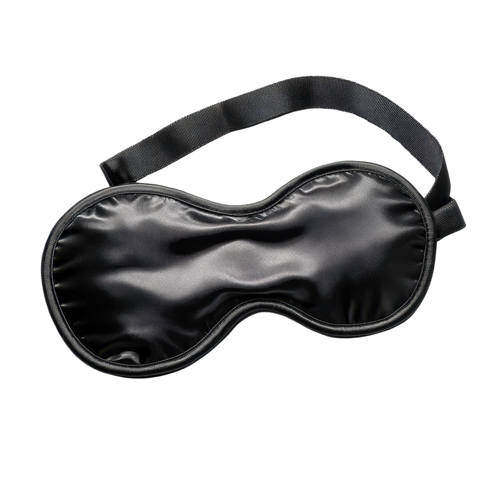 A black eye mask with adjustable straps. png