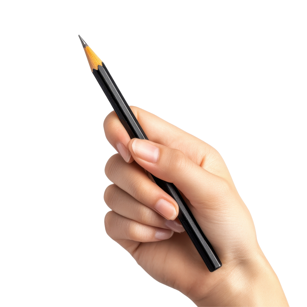 hand holding a pencil on a transparent background png