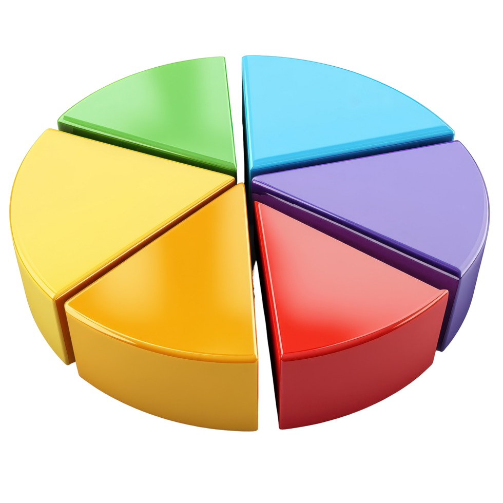 Multi-colored pie chart illustrating data distribution. png