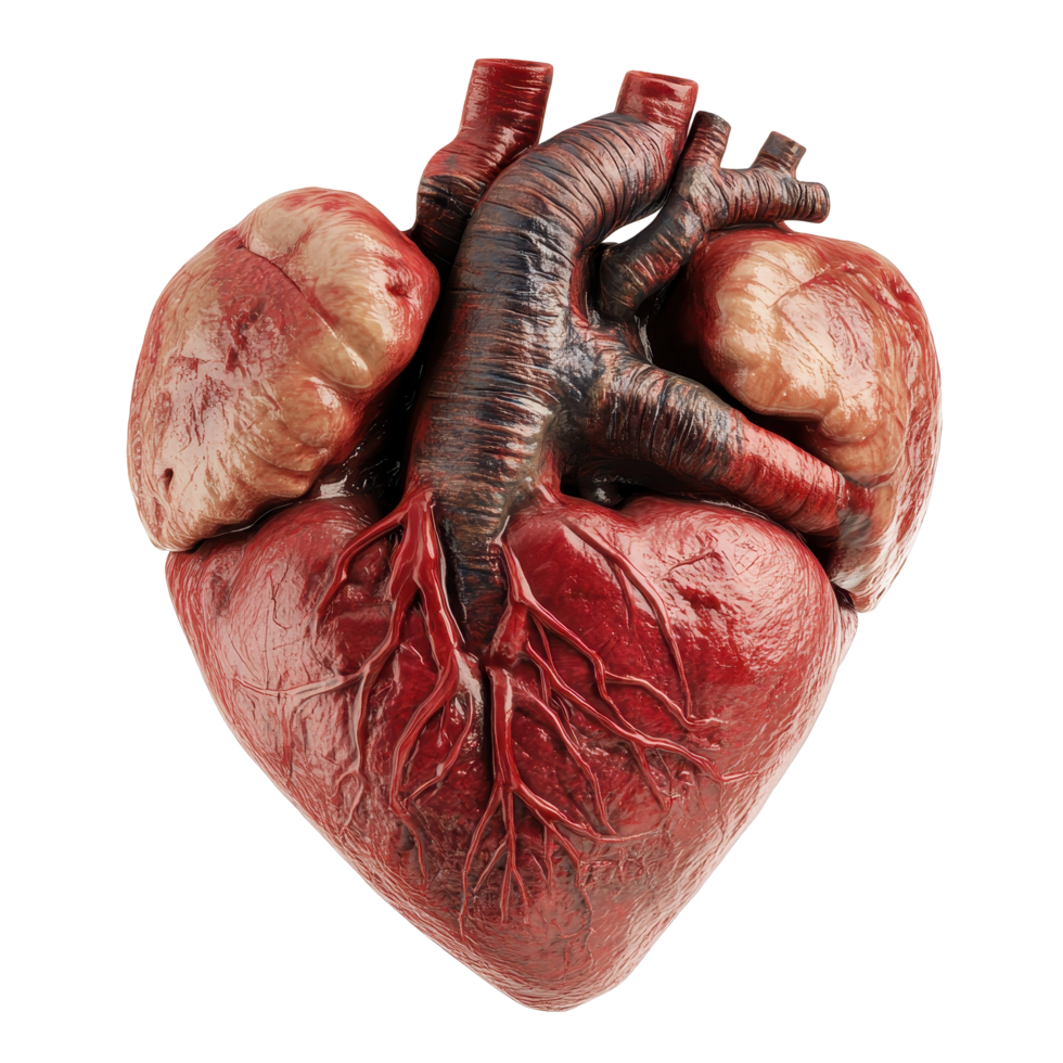 human heart model on transparent background png
