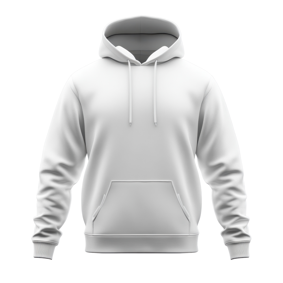Plain white hoodie with a front pocket. png
