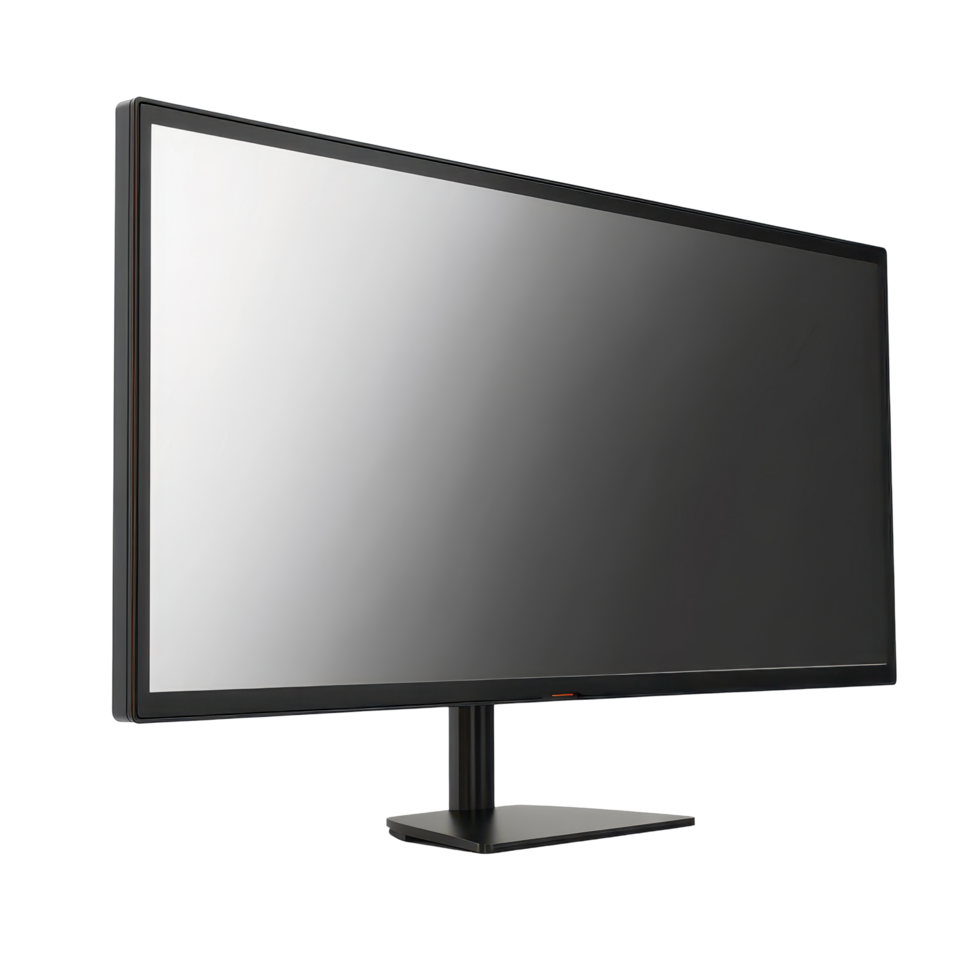 Modern, sleek, gaming monitor angled for optimal viewing. png