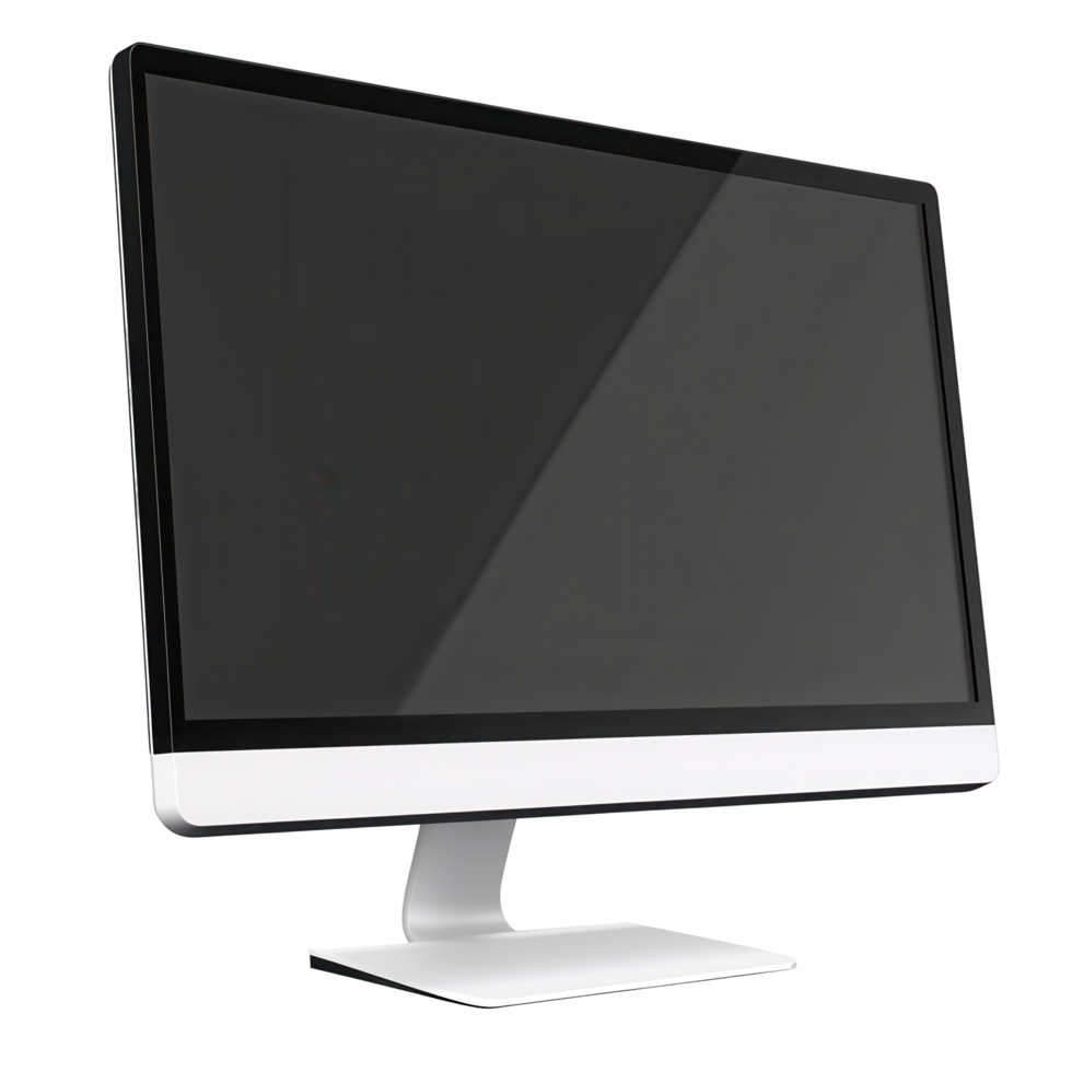 Modern computer monitor displaying a blank screen. png