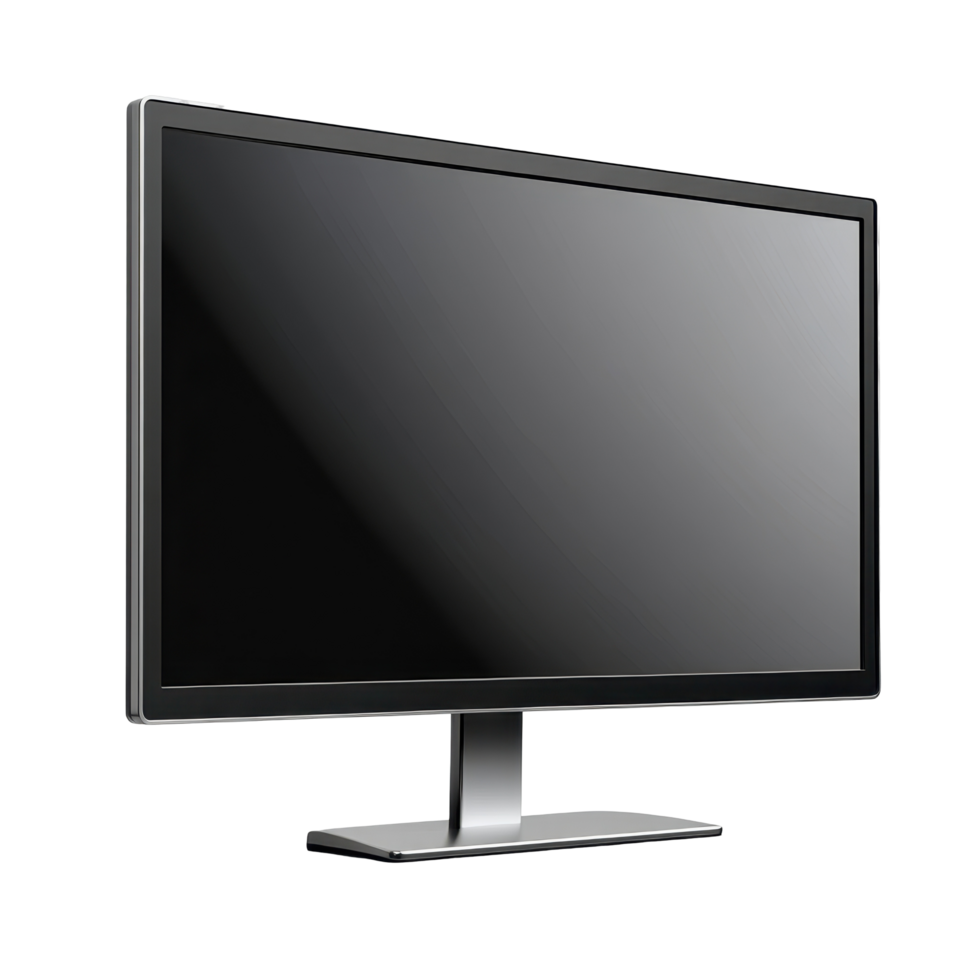 Flat-screen computer monitor with sleek metallic design. png