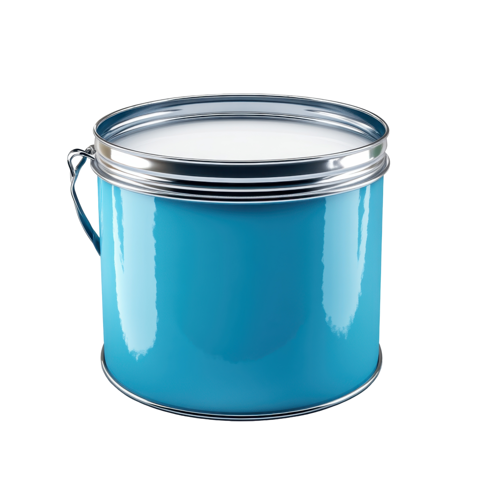 Cylindrical, vibrant teal container with a white top. png