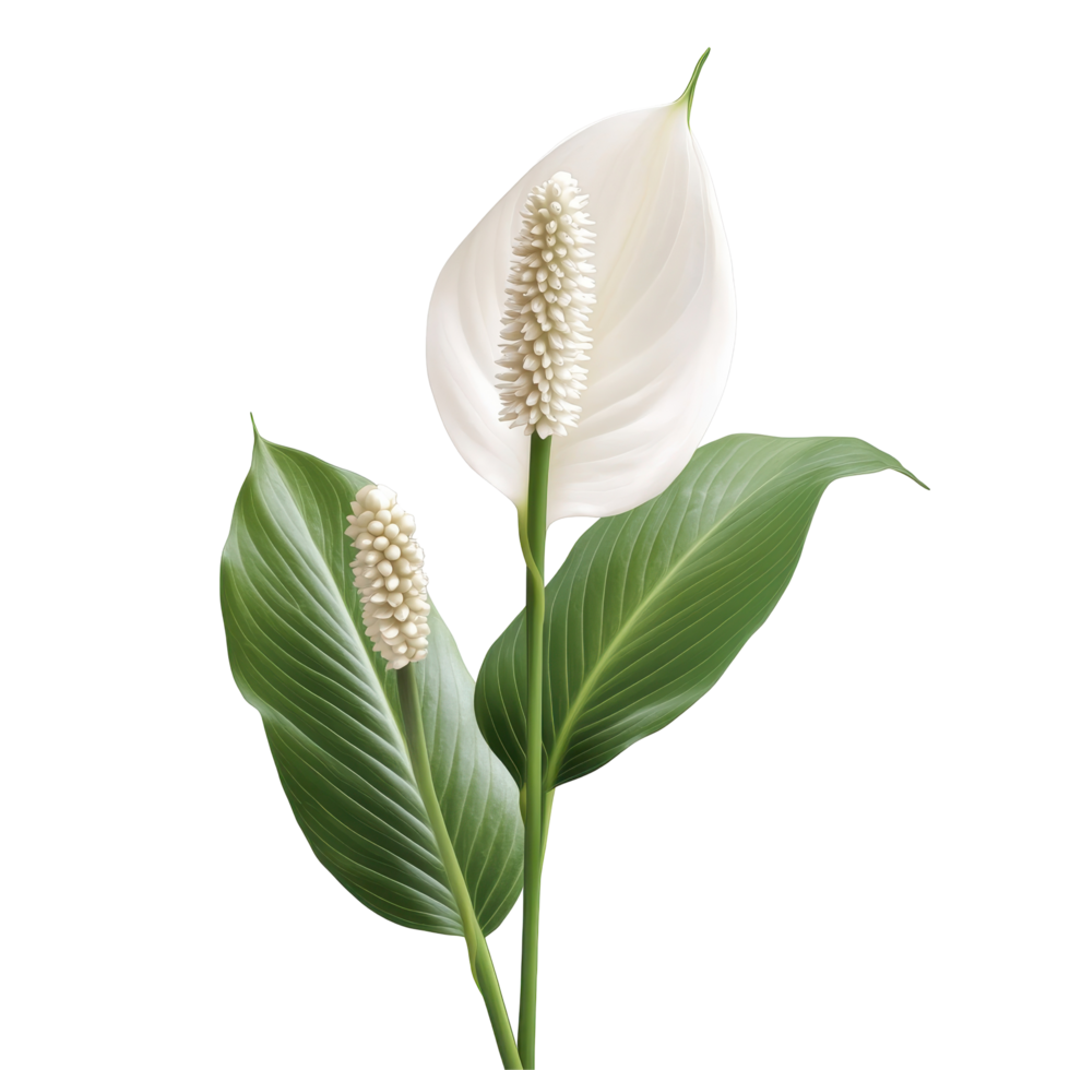 Elegant peace lily blossoms against a dark backdrop. png