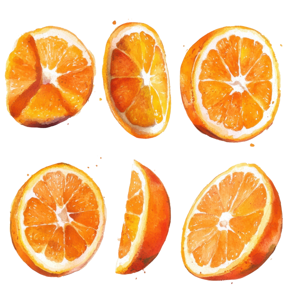 Vibrant citrus slices arranged in a graphic design. png
