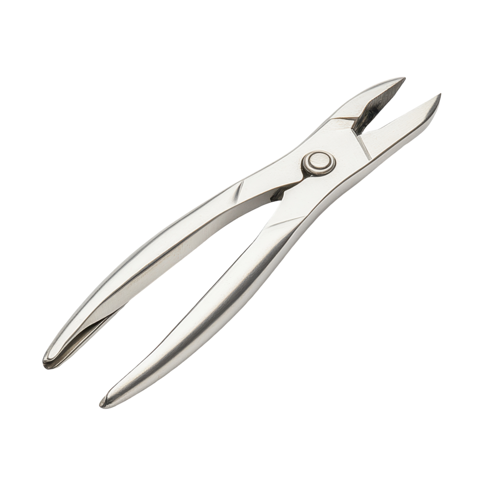 Dental extraction forceps, angled for precise tooth removal. png