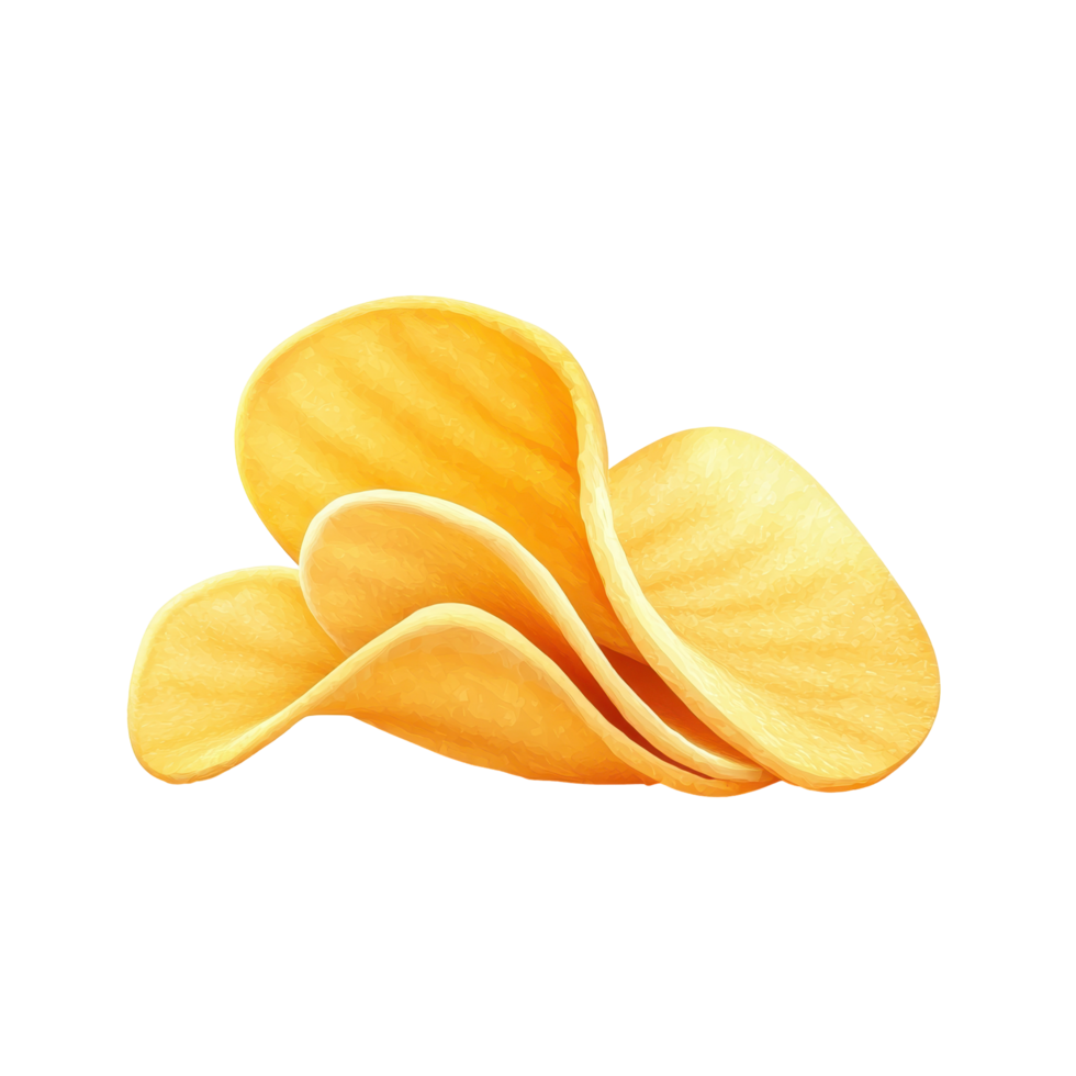 Crispy potato chips stacked in a diagonal arrangement. png