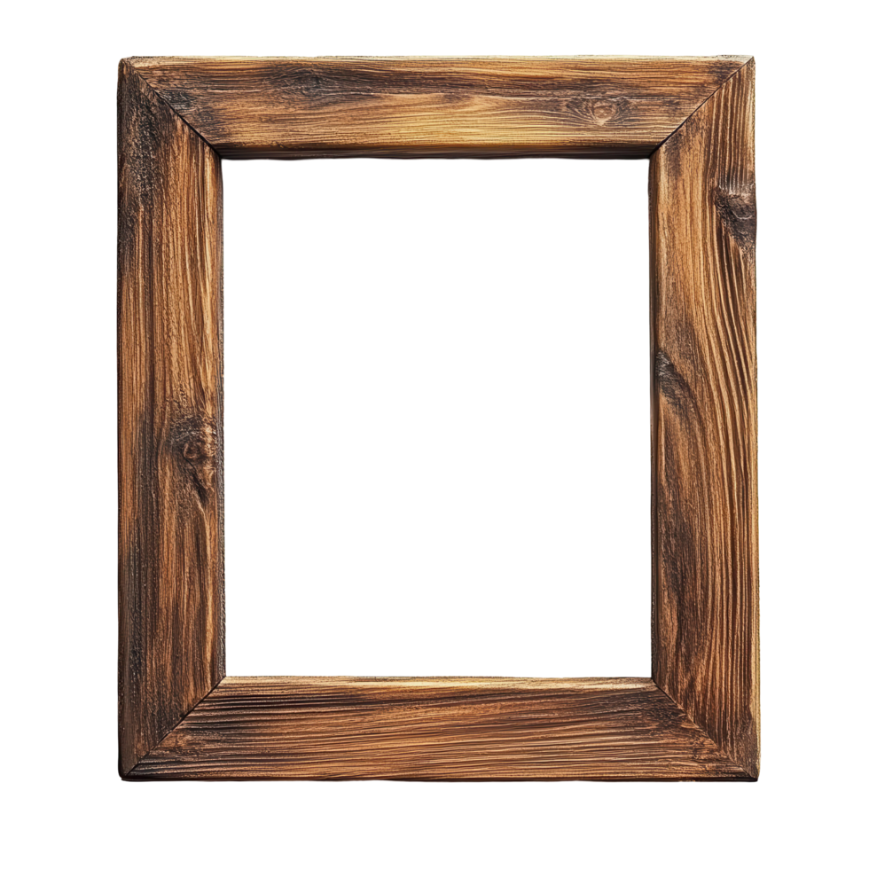 Empty wooden picture frame with a vertical accent line. png