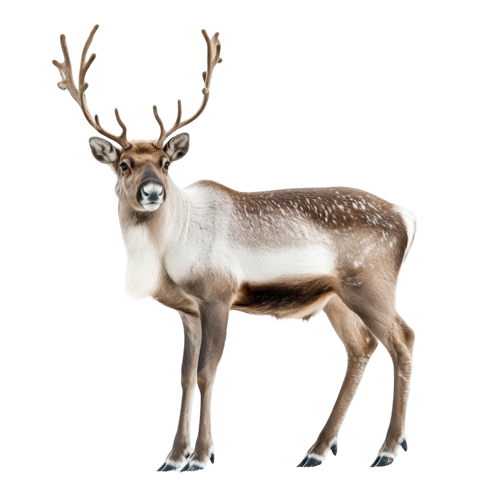 A caribou stands proudly amidst a digital glitch effect. png