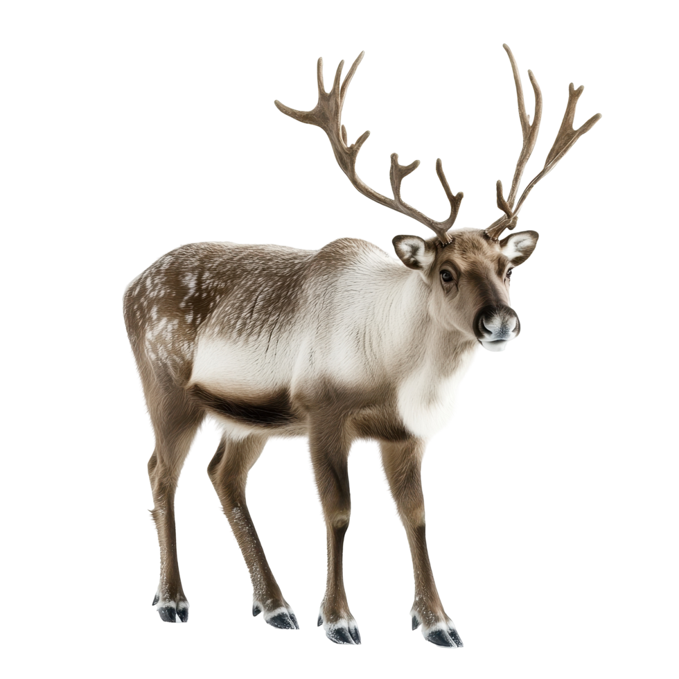 Majestic caribou stands poised against a blurred background. png
