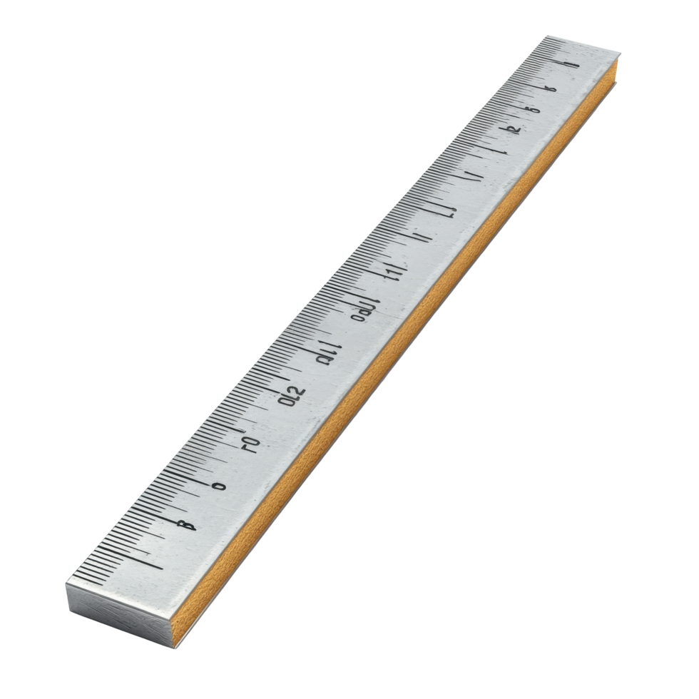 A ruler positioned diagonally against a light-blue surface. png