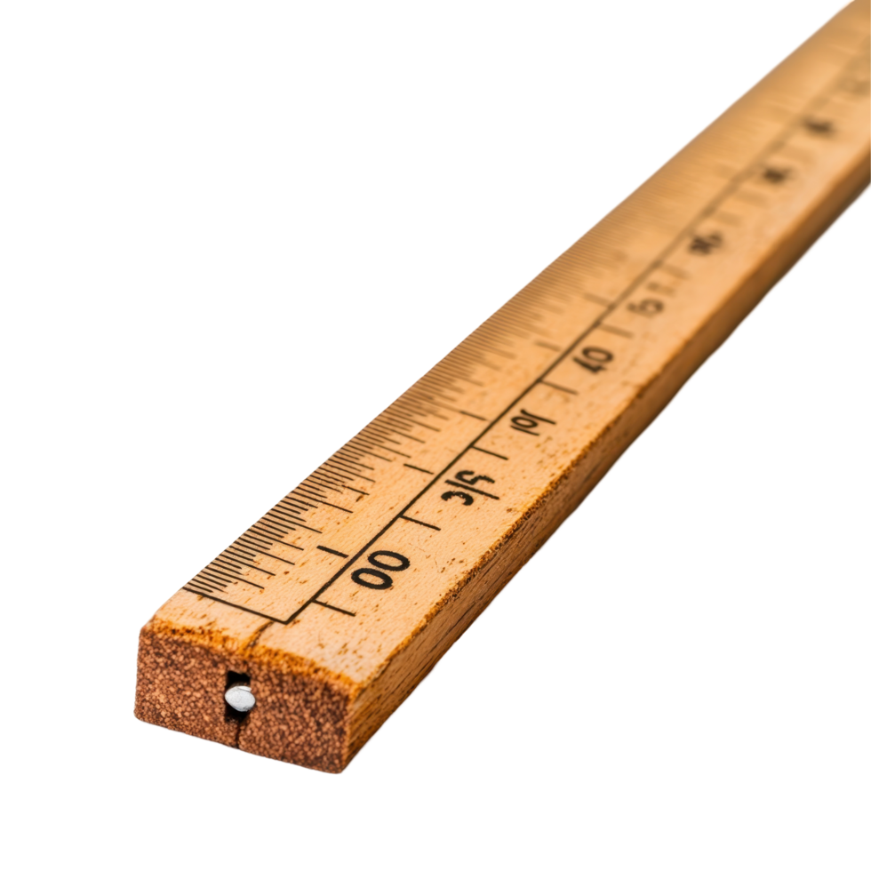 Close-up of a vintage wooden measuring stick. png