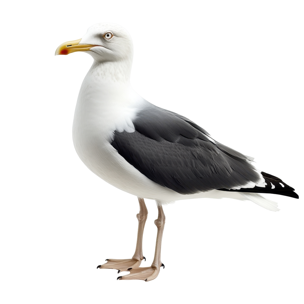 Close-up of a seagull near a gray surface. png