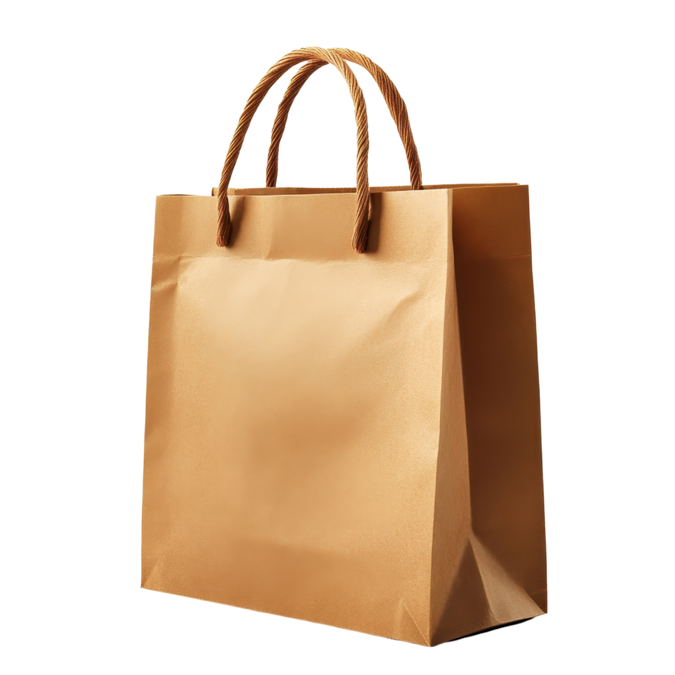Empty kraft paper shopping bag with handles. png