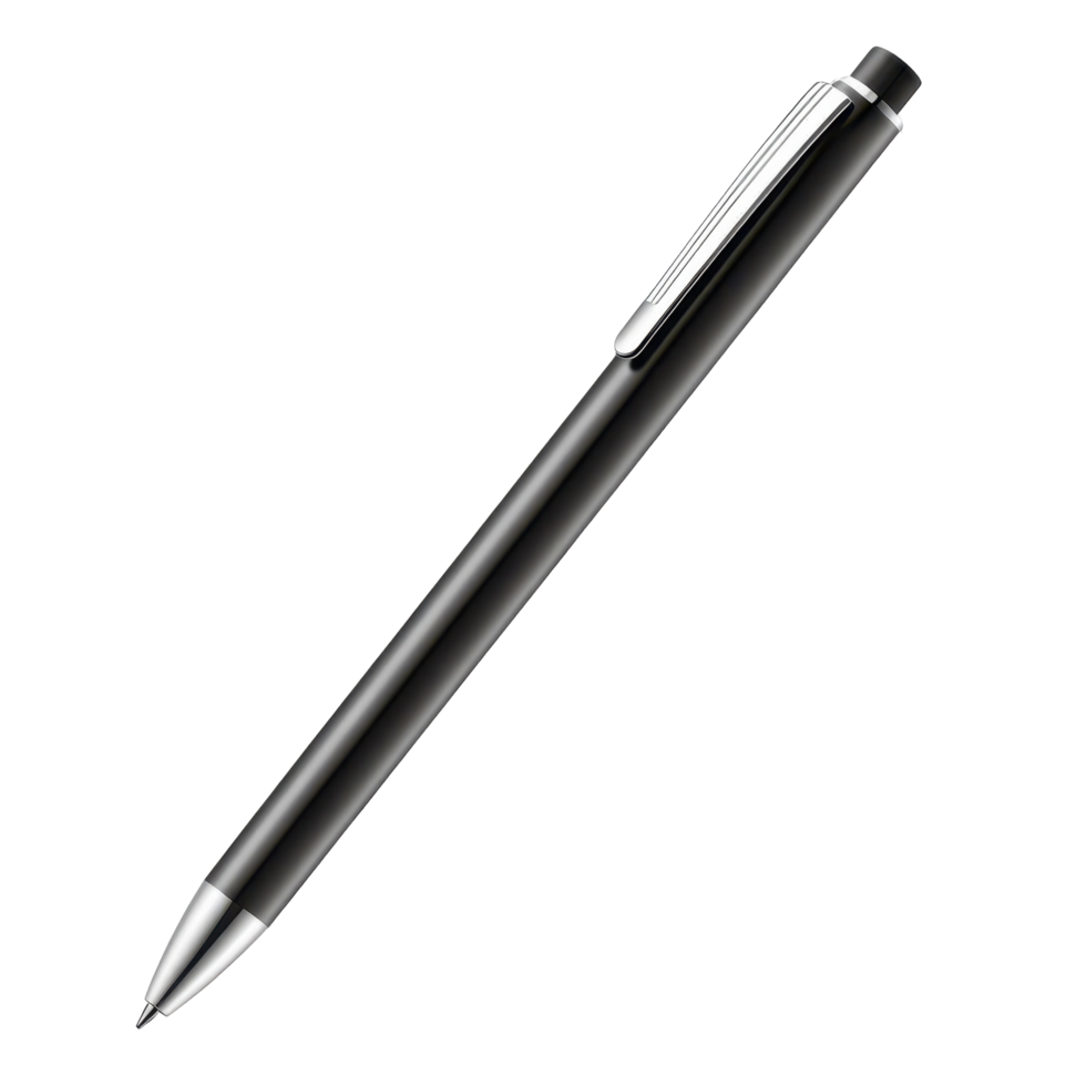 Sleek black mechanical pencil, minimalist design. png