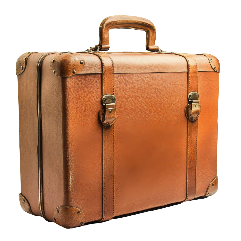Vintage leather suitcase, displaying travel nostalgia. png