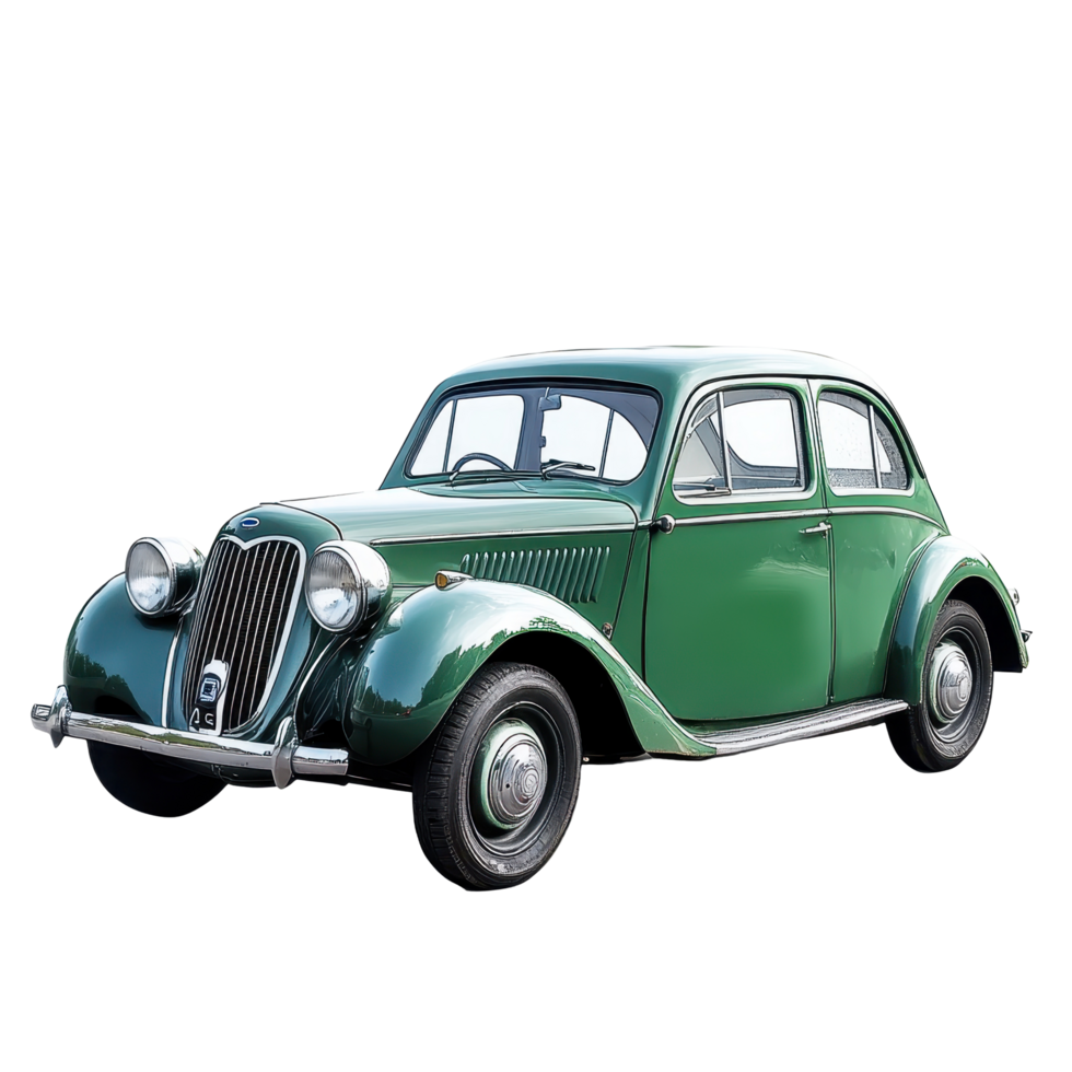 Classic green vintage automobile from the mid-20th century. png