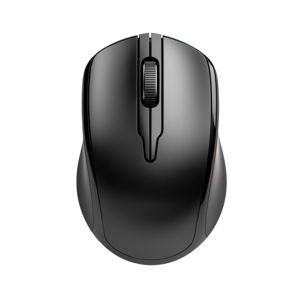 Dark gray wireless computer mouse with a scroll wheel. png