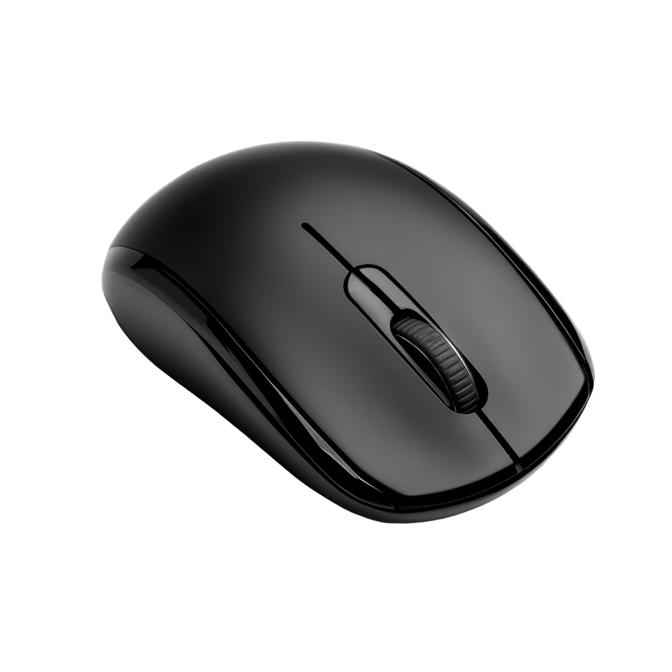 Wireless black computer mouse with scroll wheel. png
