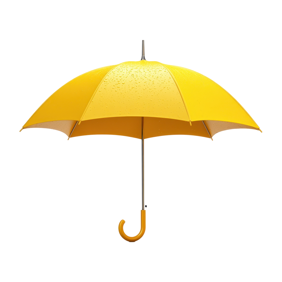 Bright yellow umbrella protects from rain. png