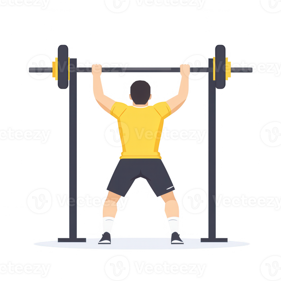 A man lifting weights at the gym, showcasing strength and determination while exercising. Ideal for fitness-related content or motivational themes. png